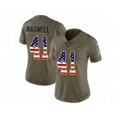 Women Nike Miami Dolphins #41 Byron Maxwell Limited Olive USA Flag 2017 Salute to Service NFL Jersey