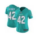 Women Nike Miami Dolphins #42 Alterraun Verner Aqua Green Team Color Vapor Untouchable Limited Player NFL Jersey