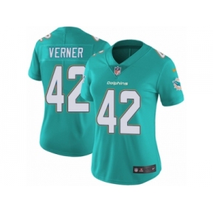 Women Nike Miami Dolphins #42 Alterraun Verner Aqua Green Team Color Vapor Untouchable Limited Player NFL Jersey