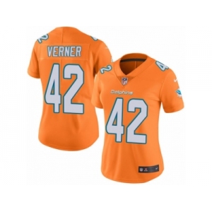 Women Nike Miami Dolphins #42 Alterraun Verner Limited Orange Rush Vapor Untouchable NFL Jersey