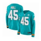 Women Nike Miami Dolphins #45 Mike Hull Limited Aqua Therma Long Sleeve NFL Jersey