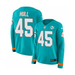 Women Nike Miami Dolphins #45 Mike Hull Limited Aqua Therma Long Sleeve NFL Jersey