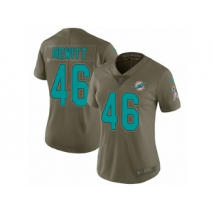 Women Nike Miami Dolphins #46 Neville Hewitt Limited Olive 2017 Salute to Service NFL Jersey