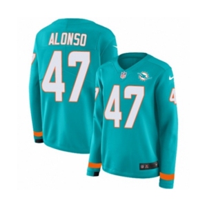 Women Nike Miami Dolphins #47 Kiko Alonso Limited Aqua Therma Long Sleeve NFL Jersey