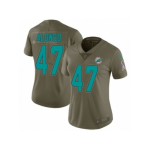 Women Nike Miami Dolphins #47 Kiko Alonso Limited Olive 2017 Salute to Service NFL Jersey
