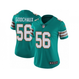 Women Nike Miami Dolphins #56 Davon Godchaux Aqua Green Alternate Vapor Untouchable Limited Player NFL Jersey