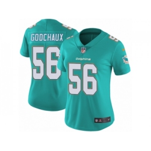 Women Nike Miami Dolphins #56 Davon Godchaux Aqua Green Team Color Vapor Untouchable Limited Player NFL Jersey