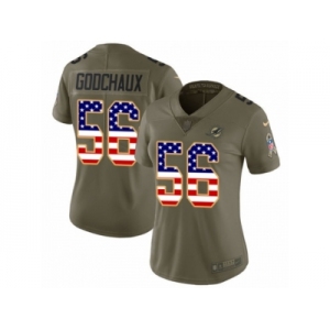 Women Nike Miami Dolphins #56 Davon Godchaux Limited Olive USA Flag 2017 Salute to Service NFL Jersey