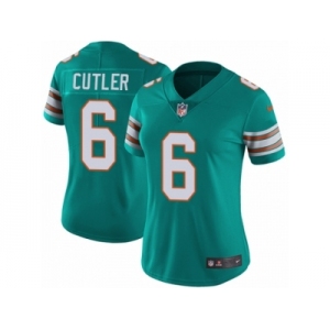 Women Nike Miami Dolphins #6 Jay Cutler Aqua Green Alternate Vapor Untouchable Limited Player NFL Jersey