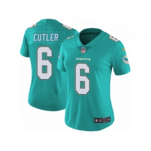 Women Nike Miami Dolphins #6 Jay Cutler Aqua Green Team Color Vapor Untouchable Limited Player NFL Jersey