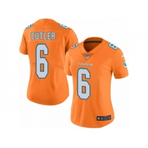 Women Nike Miami Dolphins #6 Jay Cutler Limited Orange Rush Vapor Untouchable NFL Jersey