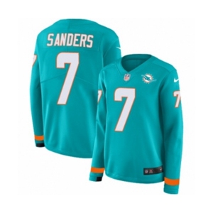 Women Nike Miami Dolphins #7 Jason Sanders Limited Aqua Therma Long Sleeve NFL Jersey