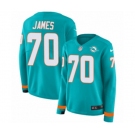 Women Nike Miami Dolphins #70 Ja'Wuan James Limited Aqua Therma Long Sleeve NFL Jersey