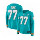 Women Nike Miami Dolphins #77 Adam Joseph Duhe Limited Aqua Therma Long Sleeve NFL Jersey