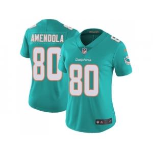 Women Nike Miami Dolphins #80 Danny Amendola Aqua Green Team Color Stitched NFL Vapor Untouchable Limited Jersey