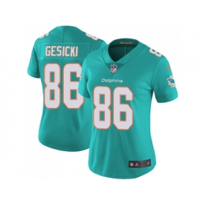 Women Nike Miami Dolphins #86 Mike Gesicki Aqua Green Team Color Stitched NFL Vapor Untouchable Limited Jersey