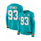 Women Nike Miami Dolphins #93 Akeem Spence Limited Aqua Therma Long Sleeve NFL Jersey