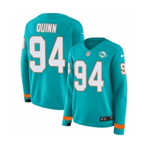 Women Nike Miami Dolphins #94 Robert Quinn Limited Aqua Therma Long Sleeve NFL Jersey