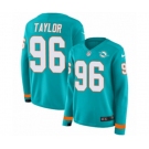 Women Nike Miami Dolphins #96 Vincent Taylor Limited Aqua Therma Long Sleeve NFL Jersey