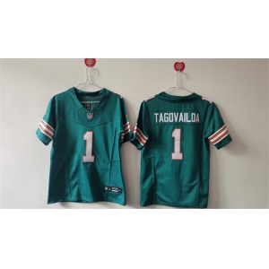 Women's Miami Dolphins #1 Tua Tagovailoa Aqua F.U.S.E Vapor Untouchable Stitched Jersey