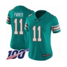 Women's Miami Dolphins #11 DeVante Parker Aqua Green Alternate Vapor Untouchable Limited Player 100th Season Football Jersey