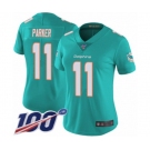 Women's Miami Dolphins #11 DeVante Parker Aqua Green Team Color Vapor Untouchable Limited Player 100th Season Football Jersey