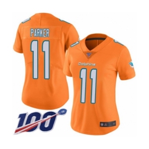 Women's Miami Dolphins #11 DeVante Parker Limited Orange Rush Vapor Untouchable 100th Season Football Jersey