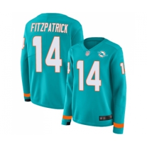 Women's Miami Dolphins #14 Ryan Fitzpatrick Limited Aqua Therma Long Sleeve Football Jersey