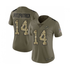 Women's Miami Dolphins #14 Ryan Fitzpatrick Limited Olive Camo 2017 Salute to Service Football Jersey