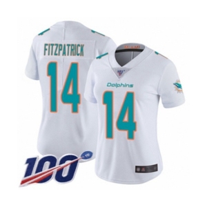 Women's Miami Dolphins #14 Ryan Fitzpatrick White Vapor Untouchable Limited Player 100th Season Football Jersey