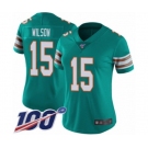 Women's Miami Dolphins #15 Albert Wilson Aqua Green Alternate Vapor Untouchable Limited Player 100th Season Football Jersey