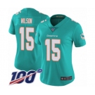 Women's Miami Dolphins #15 Albert Wilson Aqua Green Team Color Vapor Untouchable Limited Player 100th Season Football Jersey