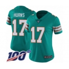 Women's Miami Dolphins #17 Allen Hurns Aqua Green Alternate Vapor Untouchable Limited Player 100th Season Football Jersey