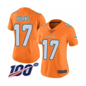 Women's Miami Dolphins #17 Allen Hurns Limited Orange Rush Vapor Untouchable 100th Season Football Jersey