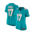 Women's Miami Dolphins #17 Jaylen Waddle Aqua Stitched Game Jersey(Run Small)