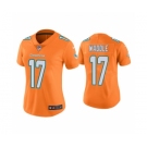 Women's Miami Dolphins #17 Jaylen Waddle Orange Vapor Untouchable Stitched Jersey(Run Small)