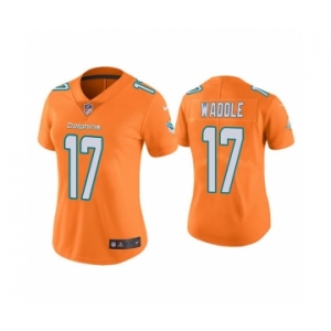 Women's Miami Dolphins #17 Jaylen Waddle Orange Vapor Untouchable Stitched Jersey(Run Small)