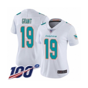 Women's Miami Dolphins #19 Jakeem Grant White Vapor Untouchable Limited Player 100th Season Football Jersey