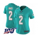 Women's Miami Dolphins #2 Matt Haack Aqua Green Team Color Vapor Untouchable Limited Player 100th Season Football Jersey