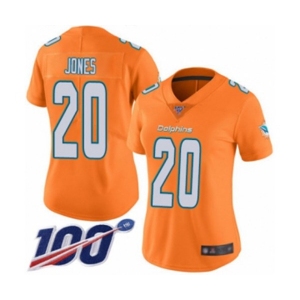 Women's Miami Dolphins #20 Reshad Jones Limited Orange Rush Vapor Untouchable 100th Season Football Jersey