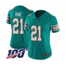 Women's Miami Dolphins #21 Eric Rowe Aqua Green Alternate Vapor Untouchable Limited Player 100th Season Football Jersey