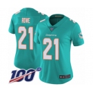 Women's Miami Dolphins #21 Eric Rowe Aqua Green Team Color Vapor Untouchable Limited Player 100th Season Football Jersey