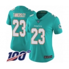 Women's Miami Dolphins #23 Cordrea Tankersley Aqua Green Team Color Vapor Untouchable Limited Player 100th Season Football Jersey