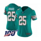 Women's Miami Dolphins #25 Xavien Howard Aqua Green Alternate Vapor Untouchable Limited Player 100th Season Football Jersey