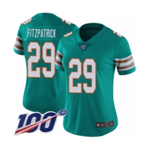 Women's Miami Dolphins #29 Minkah Fitzpatrick Aqua Green Alternate Vapor Untouchable Limited Player 100th Season Football Jersey