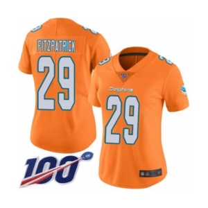 Women's Miami Dolphins #29 Minkah Fitzpatrick Limited Orange Rush Vapor Untouchable 100th Season Football Jersey