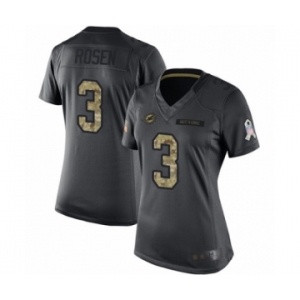 Women's Miami Dolphins #3 Josh Rosen Limited Black 2016 Salute to Service Football Jersey