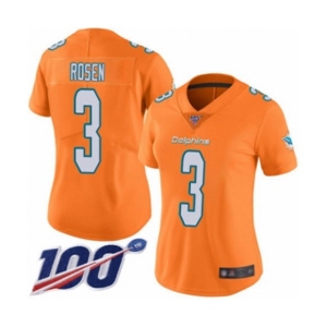 Women's Miami Dolphins #3 Josh Rosen Limited Orange Rush Vapor Untouchable 100th Season Football Jersey