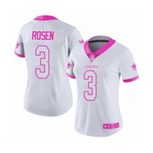 Women's Miami Dolphins #3 Josh Rosen Limited White Pink Rush Fashion Football Jersey