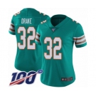 Women's Miami Dolphins #32 Kenyan Drake Aqua Green Alternate Vapor Untouchable Limited Player 100th Season Football Jersey